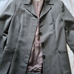 100% Wool Full Pant Suit Classic Gray Pin